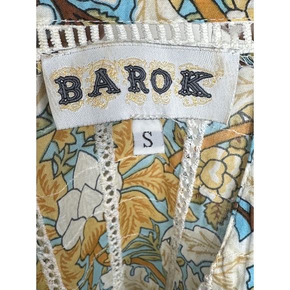 Anthropologie Barok Peasant Dress Floral Prairie Midi Boho Eyelet Lace SMALL S - Picture 8 of 11